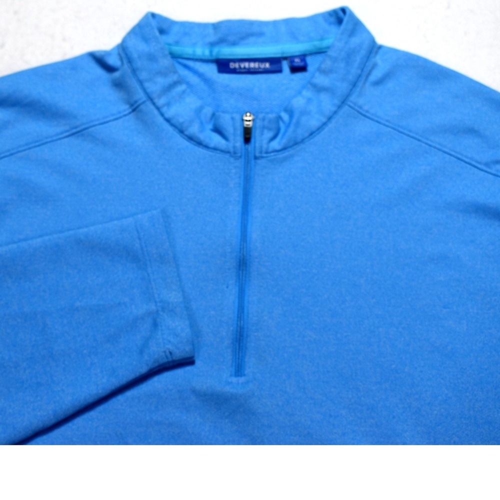 Devereux Mens XL Blue Heather Quarter Zip Golf Pullover Long Sleeve Performance